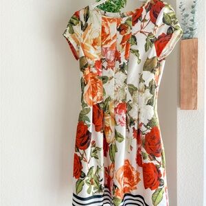 Gabby Skye Red and Orange Floral Dress